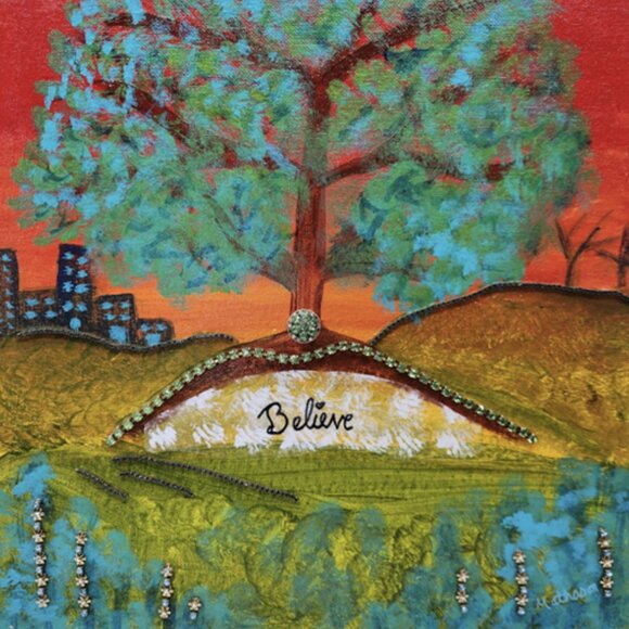 Pillow with Print of Original "Believe" by Butterfly Rising Designs - Picture 3 of 4